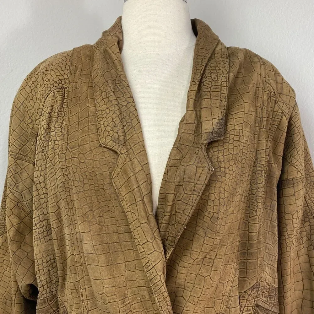 Vintage 80/90 Winlit Brown Leather Bomber Jacket Small Grunge Distress Punk Rock